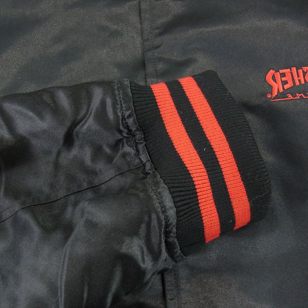 Supreme シュプリーム 21AW × Thrasher スラッシャー Satin Varsity Jacket サテン バーシティ ジャケット ブラック系 XL【中古】