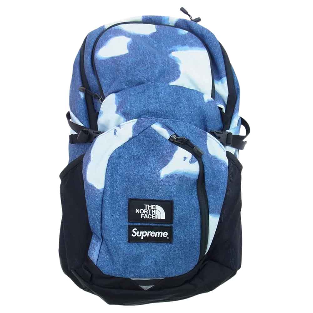 Supreme シュプリーム 21AW The North face ノースフェイス Bleached Denim Print Pocono Backpack ブリーチド デニム プリント ポコノ ボックス ロゴ バック パック インディゴブルー系【新古品】【未使用】【中古】
