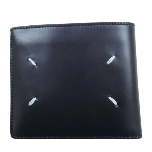 MAISON MARGIELA メゾンマルジェラ S35UI0435 P2714 BI-FOLD WALLET スムースレザー 二つ折り 財布 ブラック系【美品】【中古】