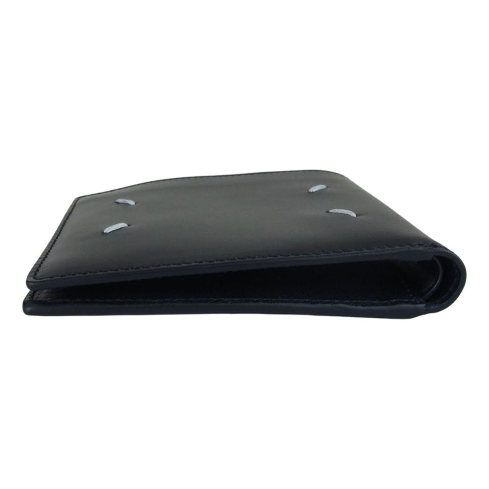 MAISON MARGIELA メゾンマルジェラ S35UI0435 P2714 BI-FOLD WALLET スムースレザー 二つ折り 財布 ブラック系【美品】【中古】