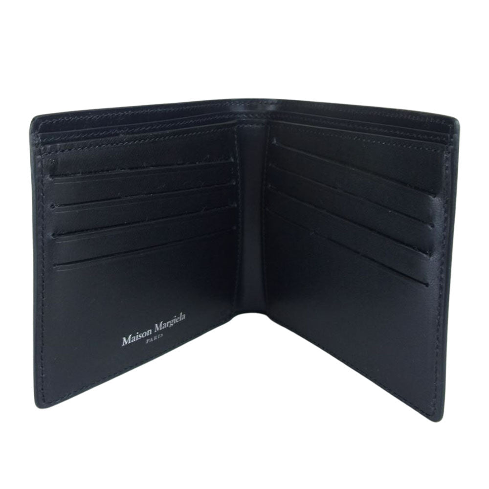 MAISON MARGIELA メゾンマルジェラ S35UI0435 P2714 BI-FOLD WALLET スムースレザー 二つ折り 財布 ブラック系【美品】【中古】