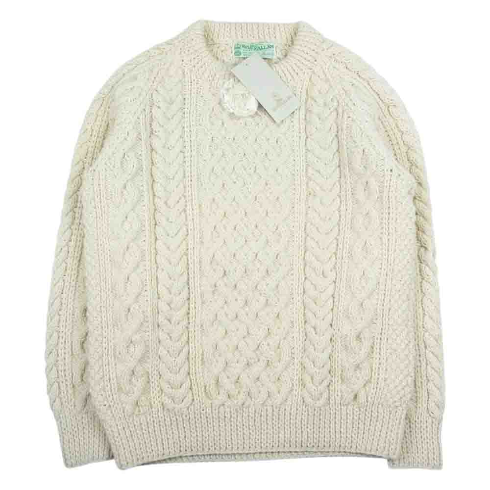INVERALLAN インバーアラン 1A 緑タグ スコットランド製 ウール フィッシャーマン ニット セーター オフホワイト系 42【中古】