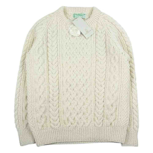 INVERALLAN インバーアラン 1A 緑タグ スコットランド製 ウール フィッシャーマン ニット セーター オフホワイト系 42【中古】