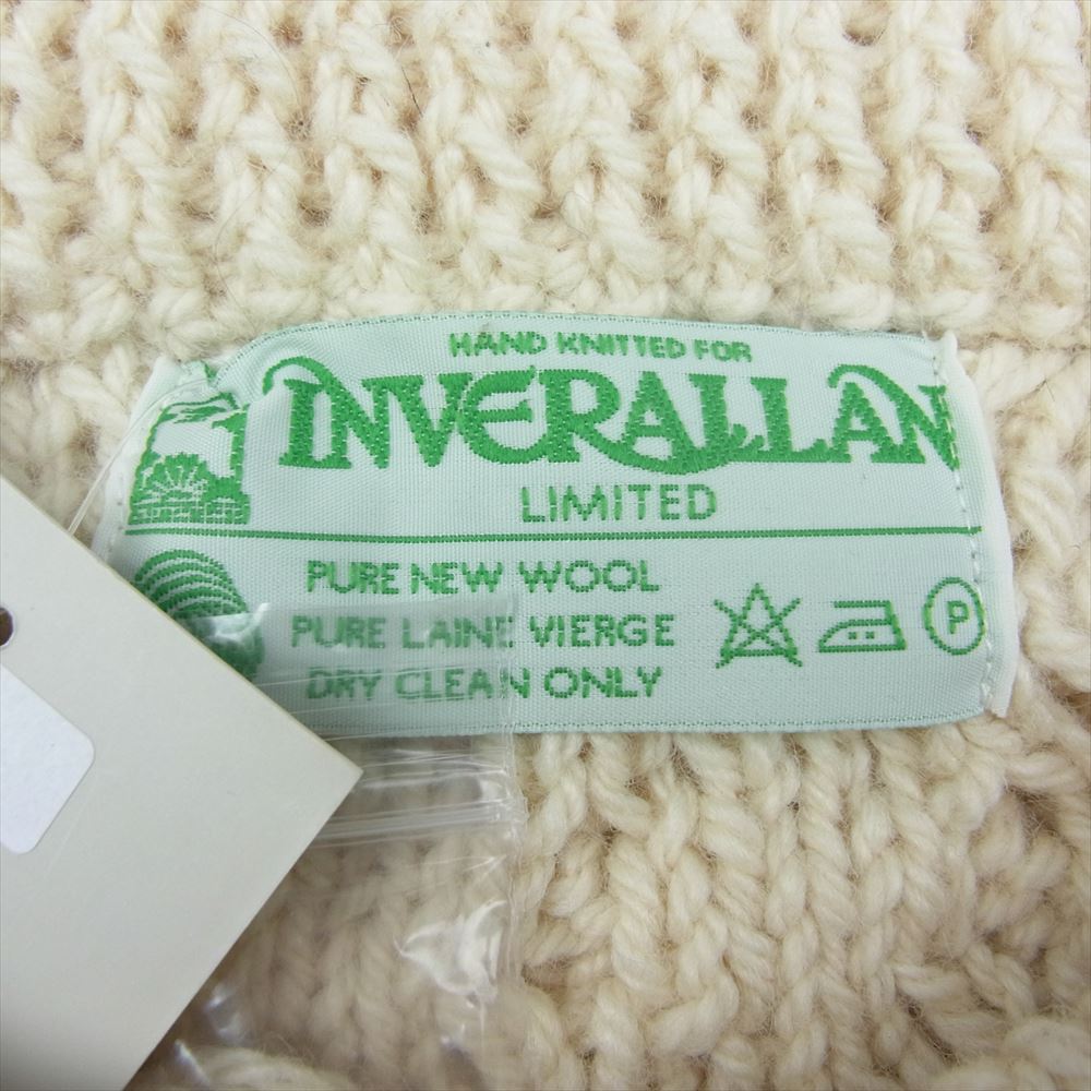 INVERALLAN インバーアラン 1A 緑タグ スコットランド製 ウール フィッシャーマン ニット セーター オフホワイト系 42【中古】