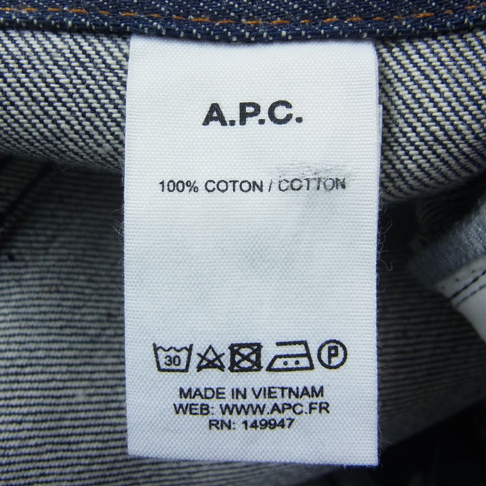 A.P.C. アーペーセー ニュースタンダード 赤耳 セルビッジ リジット ボタンフライ デニム パンツ インディゴブルー系 27【美品】【中古】