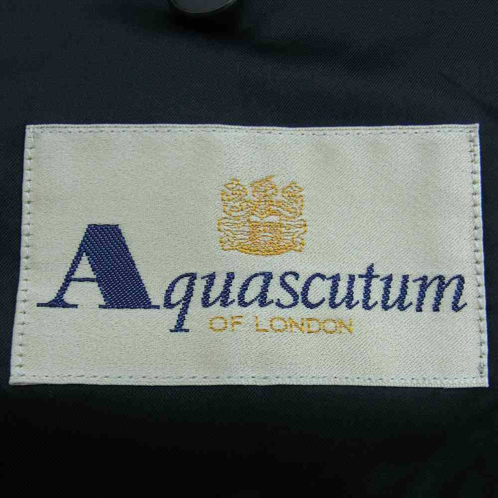 Aquascutum アクアスキュータム 7086102 ウール ダブル ジャケット スラックス セットアップ ブラック 98AB6 ※ネーム刺?跡あり ブラック系【中古】