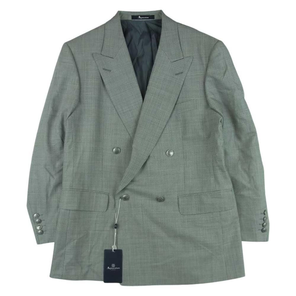 Aquascutum アクアスキュータム 6603202 シルク混 ウール ダブル ジャケット 94AB4 グレー系 95 AB4【極上美品】【中古】