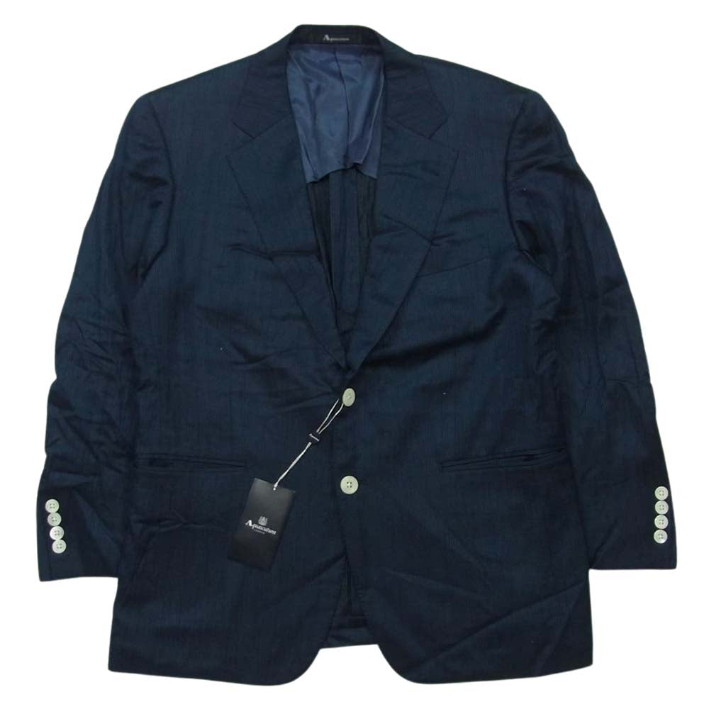 Aquascutum アクアスキュータム A9724350 コットン リネン ジャケット 94AB4 日本製 ネイビー系 39 AB4【極上美品】【中古】