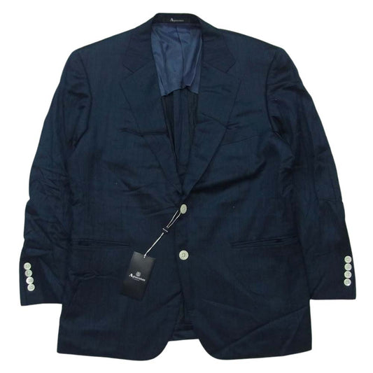 Aquascutum アクアスキュータム A9724350 コットン リネン ジャケット 94AB4 日本製 ネイビー系 39 AB4【極上美品】【中古】