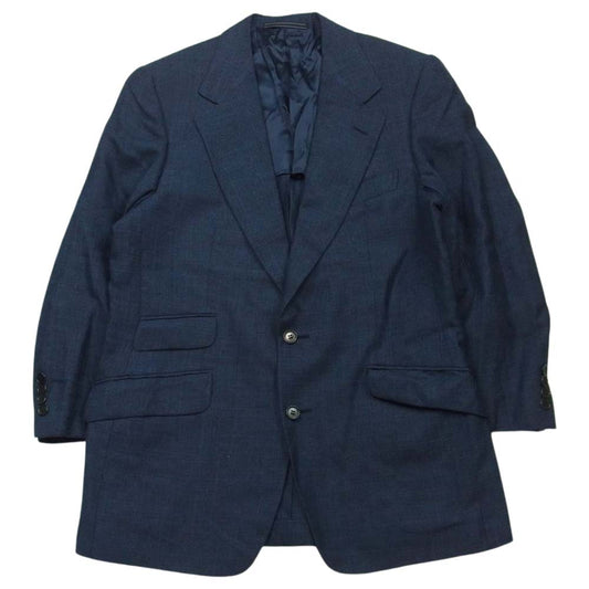 Dunhill ダンヒル ウール リネン混 テーラード ジャケット ネーム刺繍あり スペイン製 ネイビー系 L【中古】