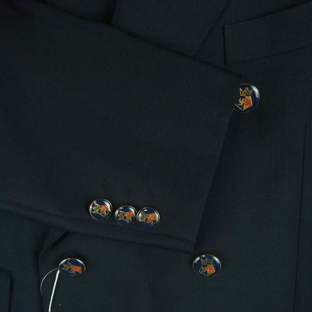 Aquascutum アクアスキュータム A9120301 モヘヤ混 ペイズリー 半裏仕様 ダブル ジャケット 94AB4 ダークネイビー系 39 AB4【極上美品】【中古】