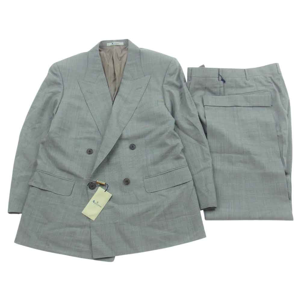 Aquascutum アクアスキュータム 6681202 ウール モヘヤ混 ダブル ジャケット スラックス セットアップ ブラウン 94AB4 グレー系【極上美品】【中古】