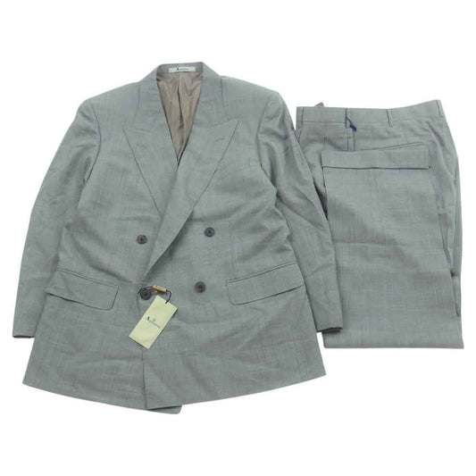 Aquascutum アクアスキュータム 6681202 ウール モヘヤ混 ダブル ジャケット スラックス セットアップ ブラウン 94AB4 グレー系【極上美品】【中古】