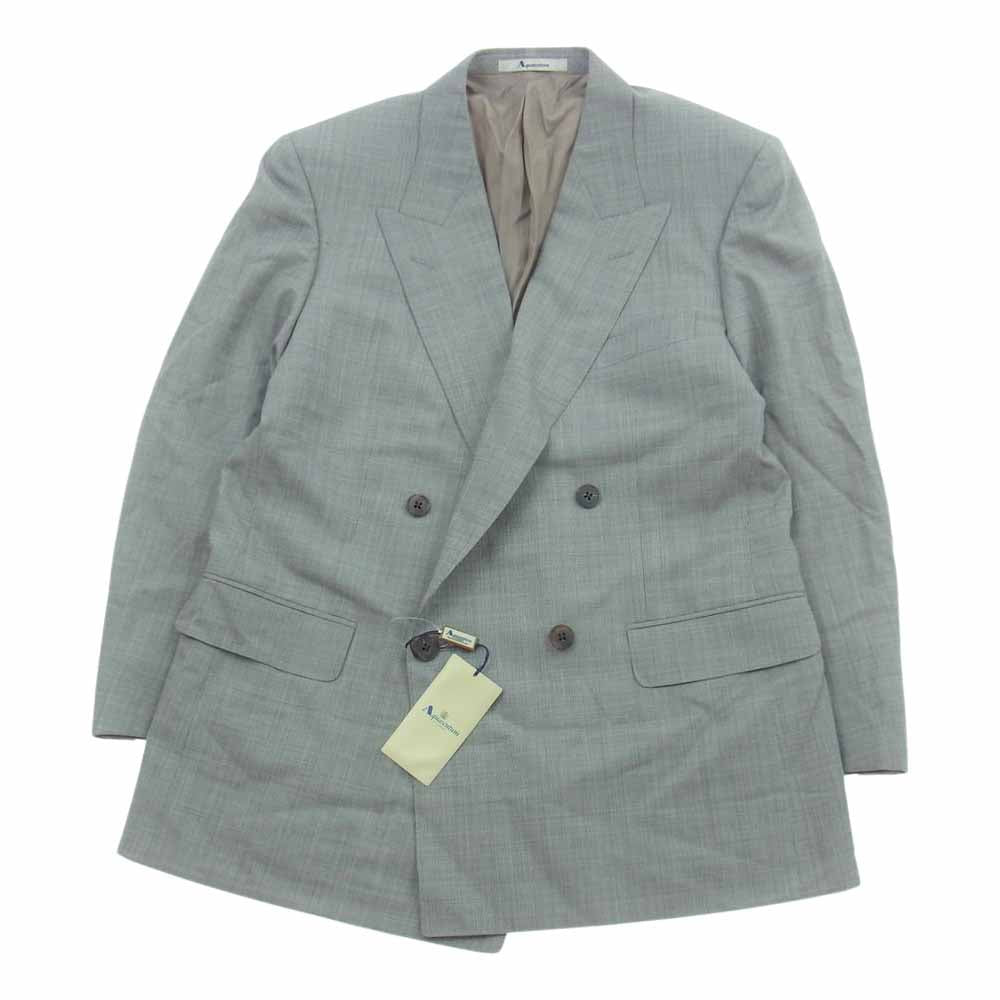 Aquascutum アクアスキュータム 6681202 ウール モヘヤ混 ダブル ジャケット スラックス セットアップ ブラウン 94AB4 グレー系【極上美品】【中古】