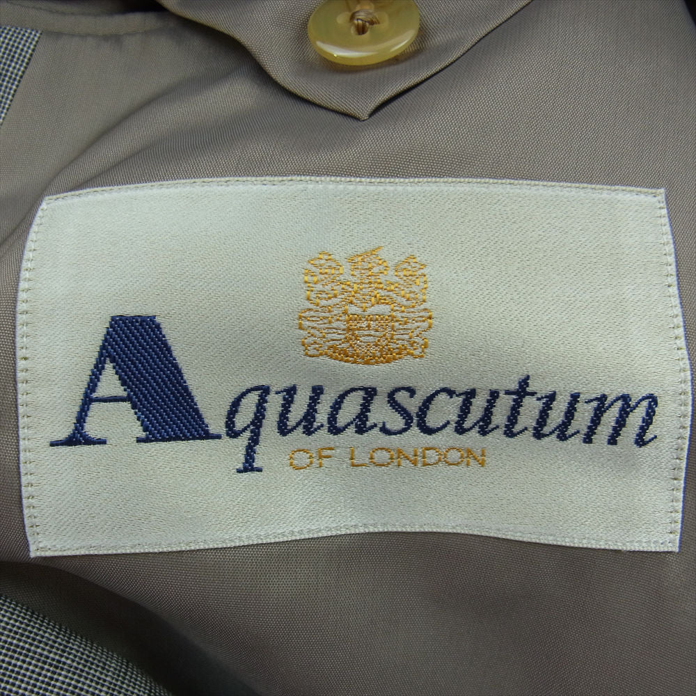Aquascutum アクアスキュータム 6681202 ウール モヘヤ混 ダブル ジャケット スラックス セットアップ ブラウン 94AB4 グレー系【極上美品】【中古】