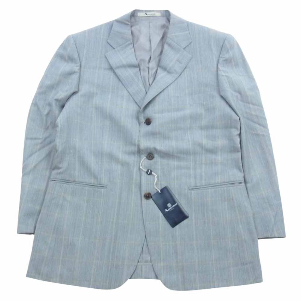 Aquascutum アクアスキュータム 6682016 ウール ジャケット スラックス セットアップ グレー チェック 94AB4 グレー系【極上美品】【中古】
