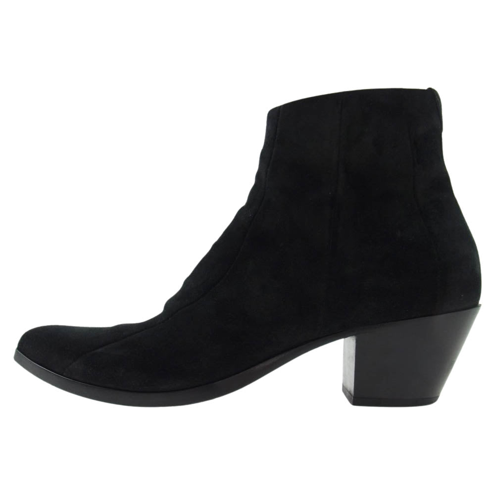 SAINT LAURENT サンローラン 606652 サイドジップ スエード ヒール ブーツ  ブラック系 39【中古】