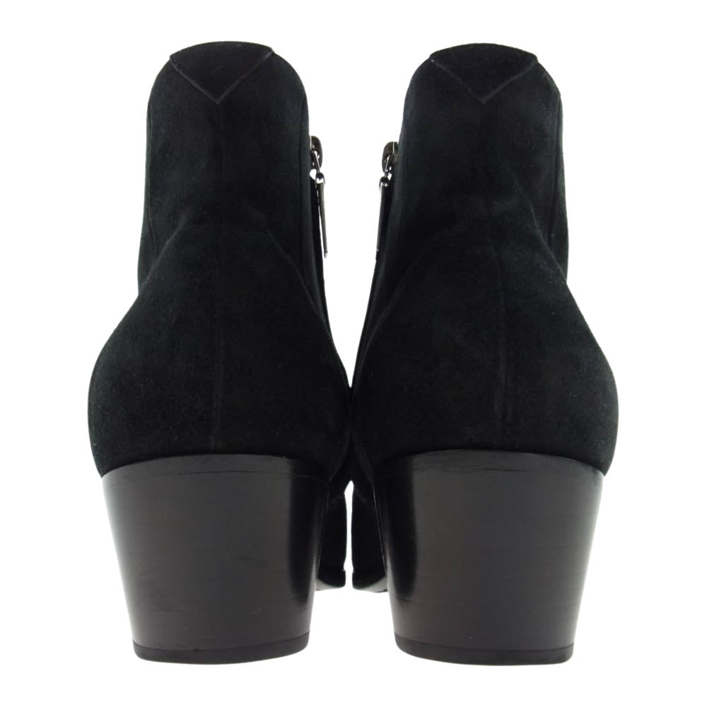 SAINT LAURENT サンローラン 606652 サイドジップ スエード ヒール ブーツ  ブラック系 39【中古】