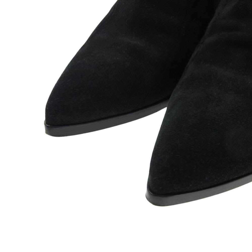 SAINT LAURENT サンローラン 606652 サイドジップ スエード ヒール ブーツ  ブラック系 39【中古】
