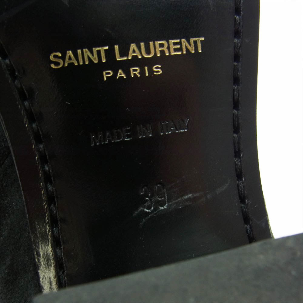 SAINT LAURENT サンローラン 606652 サイドジップ スエード ヒール ブーツ  ブラック系 39【中古】