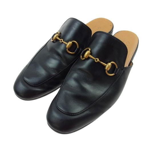 GUCCI グッチ 426219 ホースビット スリッポン レザー スリッパ ブラック系 6【中古】