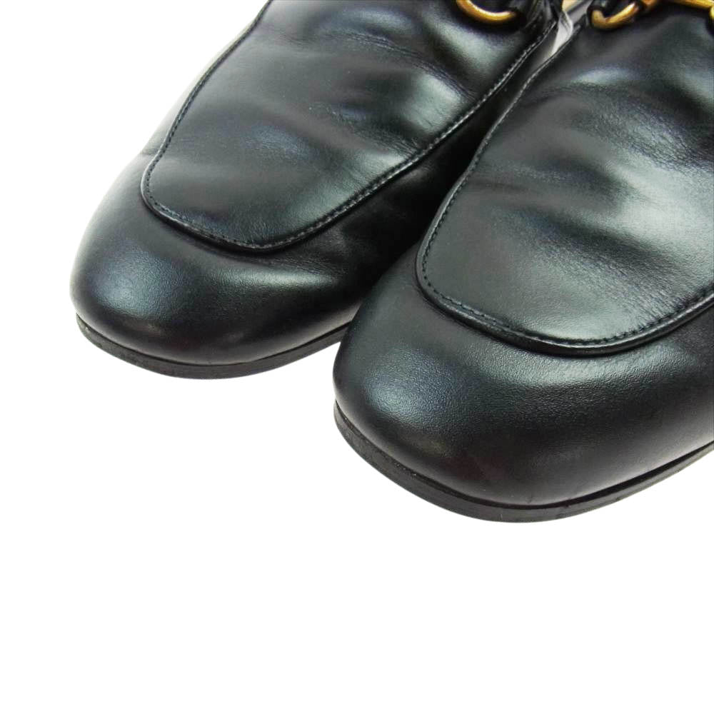 GUCCI グッチ 426219 ホースビット スリッポン レザー スリッパ ブラック系 6【中古】