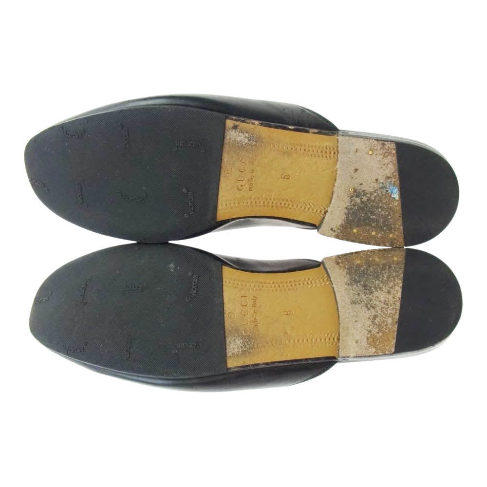 GUCCI グッチ 426219 ホースビット スリッポン レザー スリッパ ブラック系 6【中古】