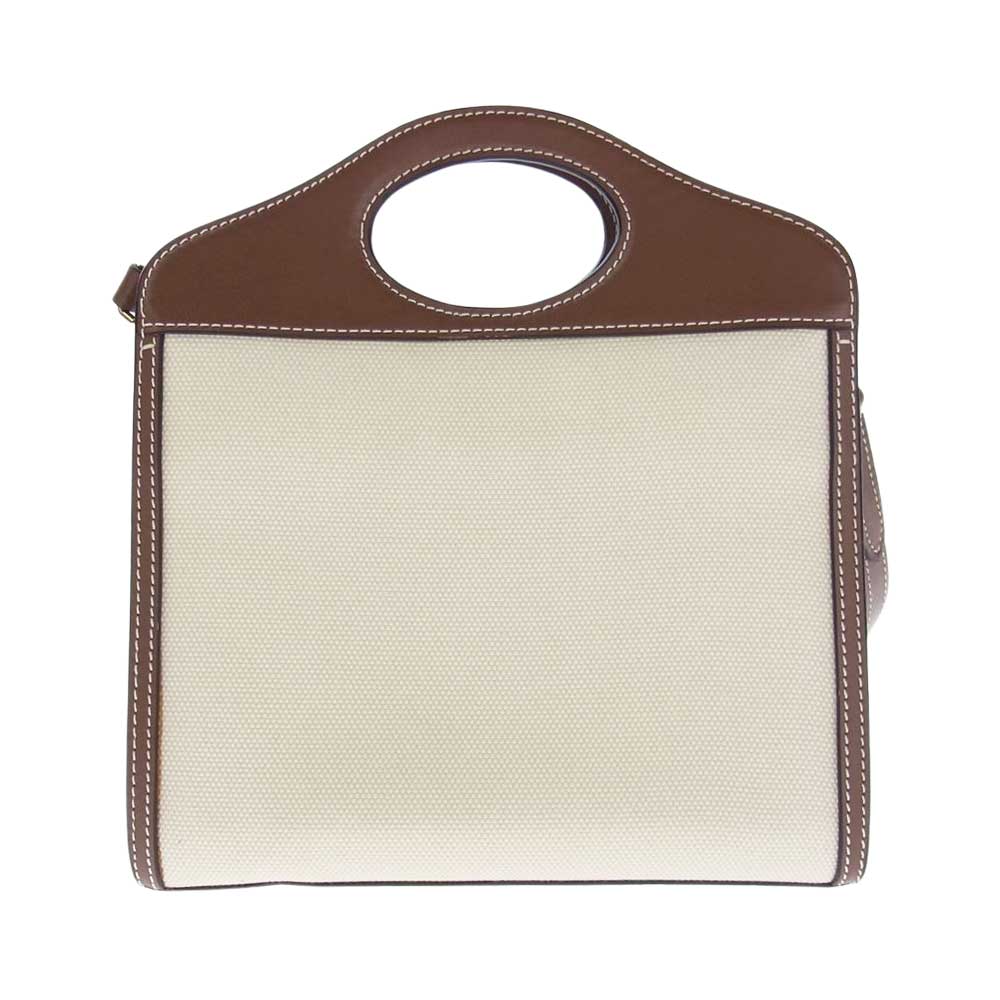 BURBERRY バーバリー Mini Two Tone Canvas & Leather Freya Bag ミニ ツートン バッグ ブラウン系 ベージュ系【中古】