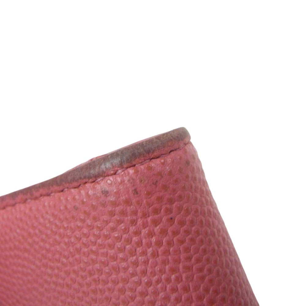 CHANEL シャネル キャビア ココマーク  三つ折り レザー 財布 ピンク系【中古】