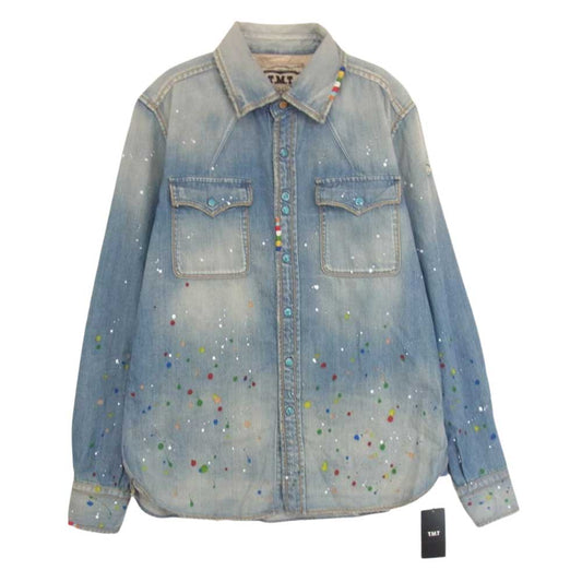 TMT ティーエムティー 恵覚まし TSH-S1901  HQ PAINT&CRUSH DENIM SHIRTS デニム 長袖 シャツ インディゴブルー系 S【極上美品】【中古】