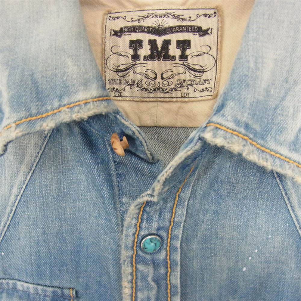 TMT ティーエムティー 恵覚まし TSH-S1901  HQ PAINT&CRUSH DENIM SHIRTS デニム 長袖 シャツ インディゴブルー系 S【極上美品】【中古】