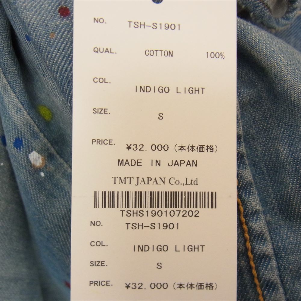 TMT ティーエムティー 恵覚まし TSH-S1901  HQ PAINT&CRUSH DENIM SHIRTS デニム 長袖 シャツ インディゴブルー系 S【極上美品】【中古】