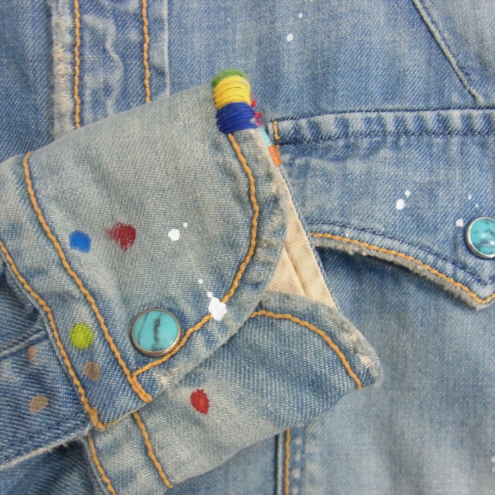 TMT ティーエムティー 恵覚まし TSH-S1901  HQ PAINT&CRUSH DENIM SHIRTS デニム 長袖 シャツ インディゴブルー系 S【極上美品】【中古】