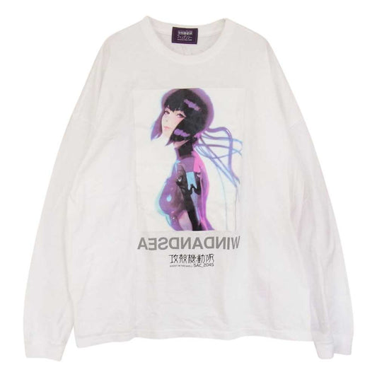 WIND AND SEA ウィンダンシー WDS-GITS-11 GHOST IN THE SHELL 攻殻機動隊 クルーネック 長袖 Tシャツ ホワイト系 XL【中古】