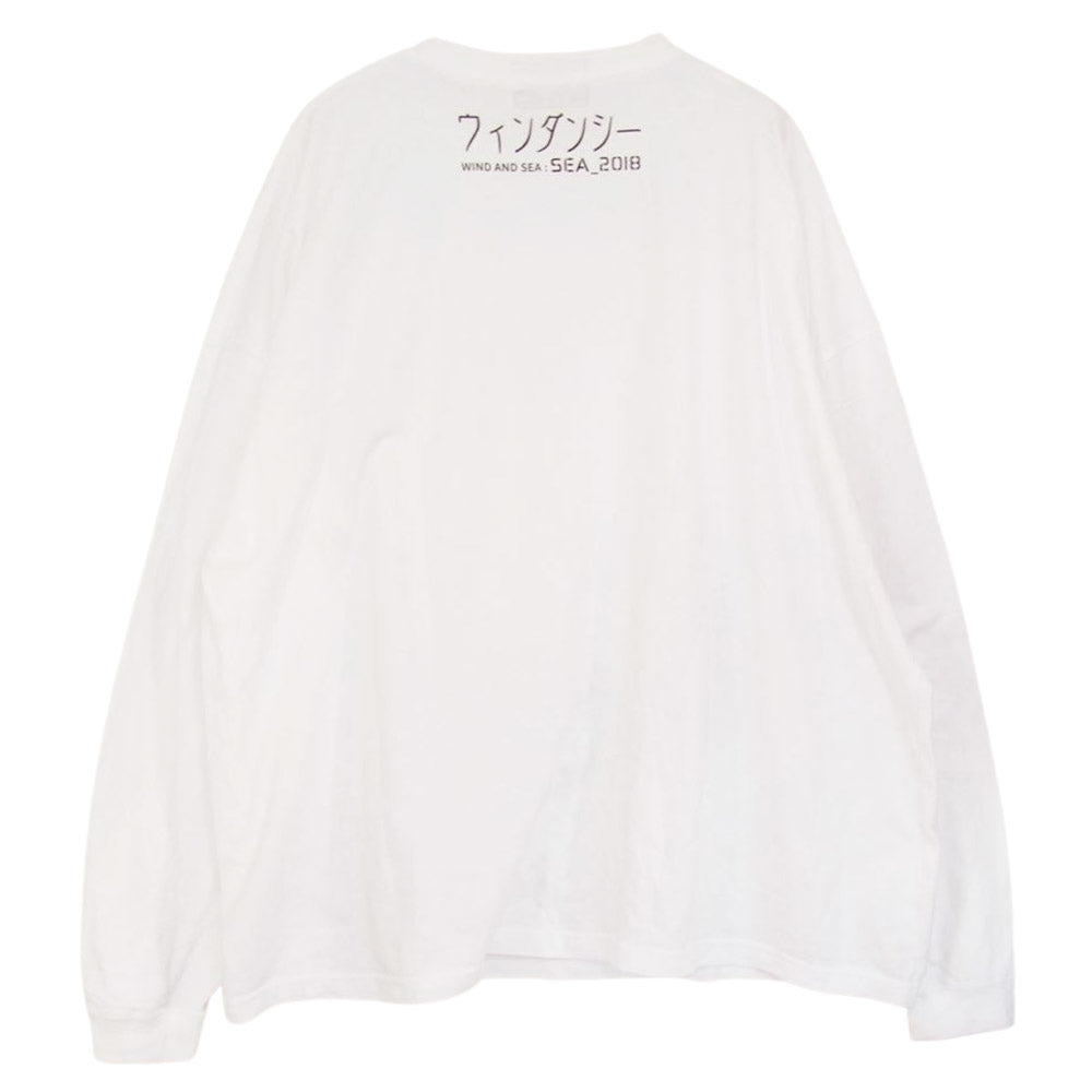 WIND AND SEA ウィンダンシー WDS-GITS-11 GHOST IN THE SHELL 攻殻機動隊 クルーネック 長袖 Tシャツ ホワイト系 XL【中古】