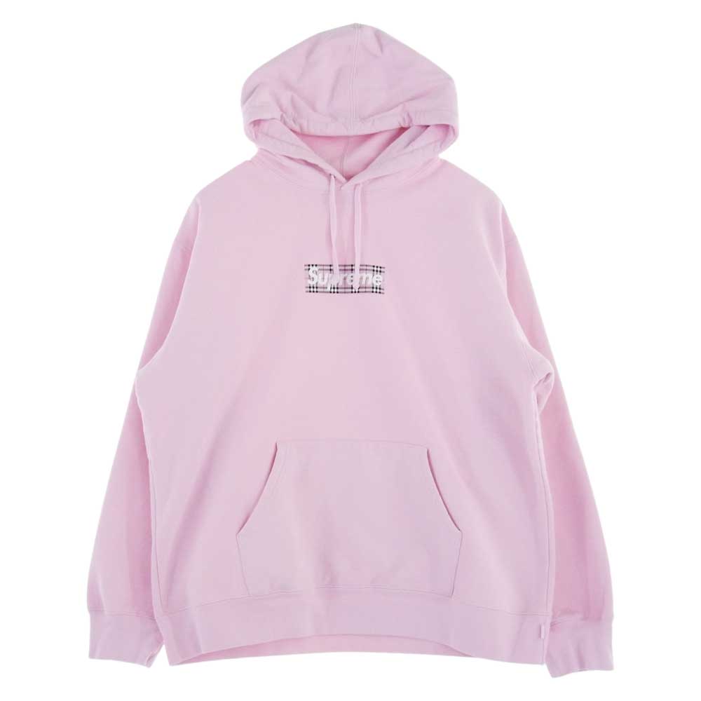 Supreme シュプリーム 22SS 【クリーニング済】Burberry Box Logo Hooded Sweatshirts バーバリー ボックスロゴフーデッドスウェットシャツ パーカー フーディ ピンク系 XL【中古】