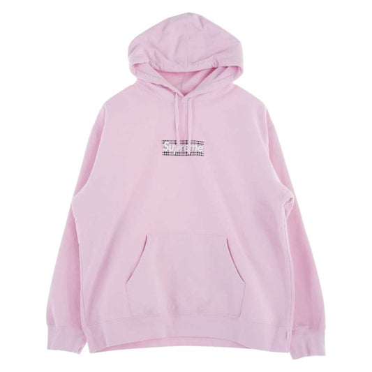 Supreme シュプリーム 22SS 【クリーニング済】Burberry Box Logo Hooded Sweatshirts バーバリー ボックスロゴフーデッドスウェットシャツ パーカー フーディ ピンク系 XL【中古】