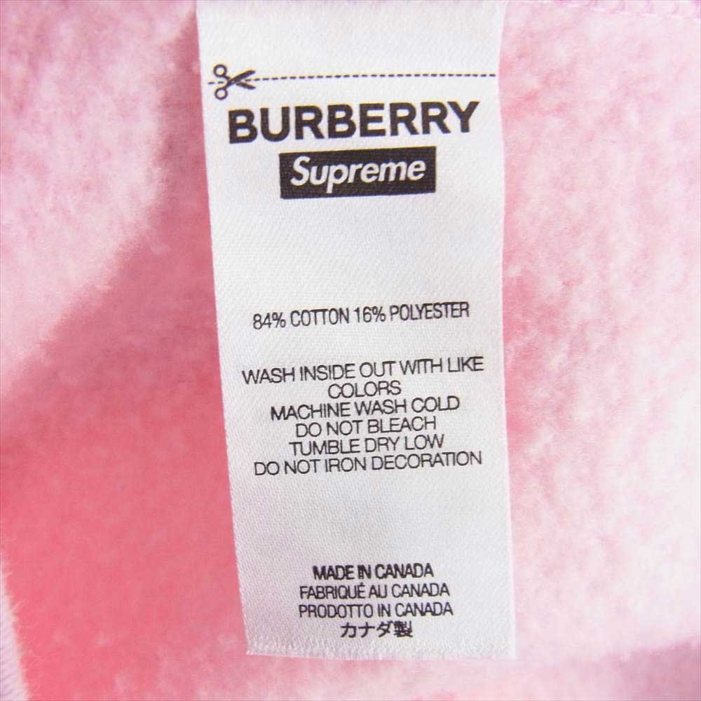Supreme シュプリーム 22SS 【クリーニング済】Burberry Box Logo Hooded Sweatshirts バーバリー ボックスロゴフーデッドスウェットシャツ パーカー フーディ ピンク系 XL【中古】