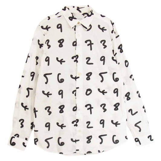 Paul Smith ポール・スミス Numbers ナンバープリント ナンバリング 総柄 長袖 シャツ ホワイト ホワイト系 S【中古】