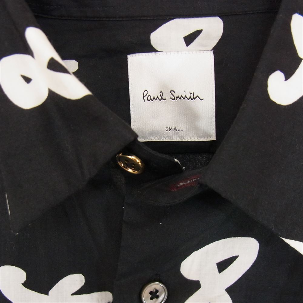 Paul Smith ポール・スミス PF-WR-77044 Numbers ナンバープリント ナンバリング 総柄 長袖 シャツ ブラック ブラック系 S【中古】