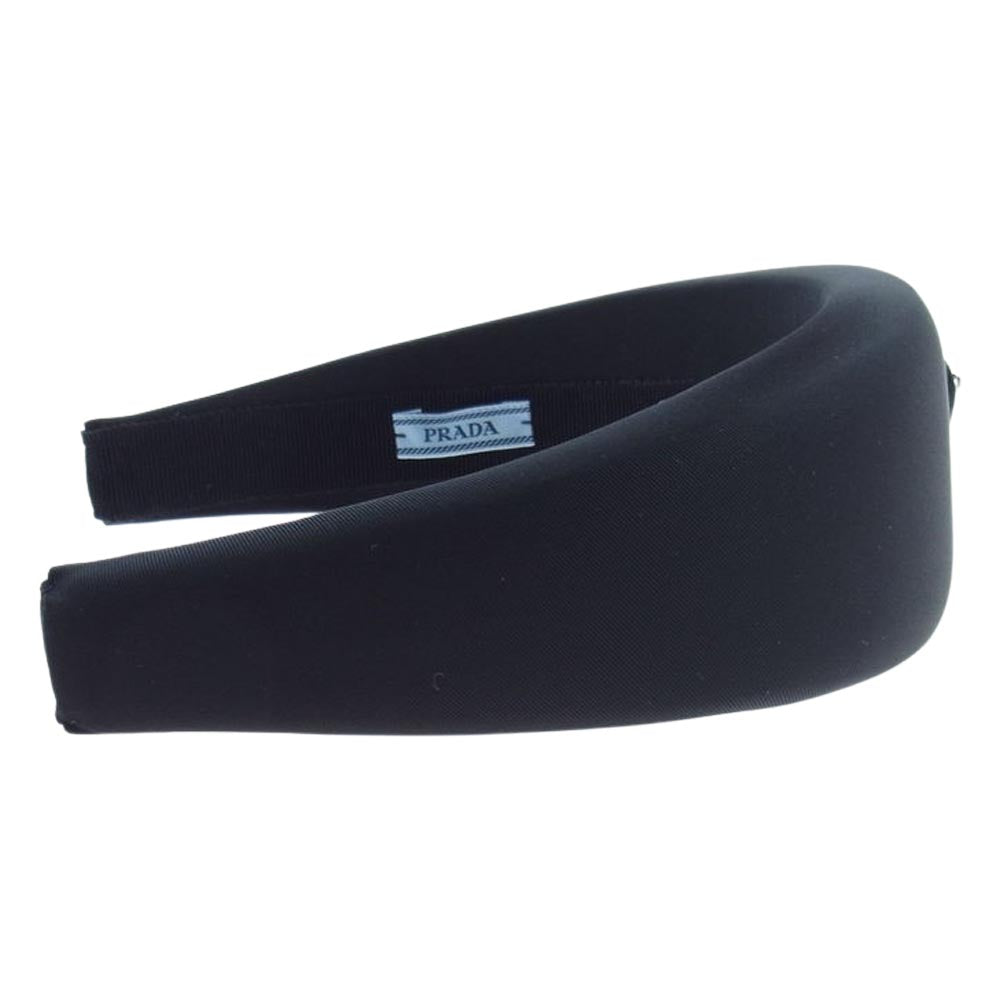 PRADA プラダ Re-Nylon トライアングルロゴプレート ナイロン カチューシャ ヘッドバンド ブラック ブラック系【極上美品】【中古】
