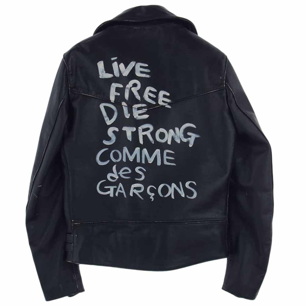 COMME des GARCONS コムデギャルソン Lewis Leathers ルイスレザー LIGHTNING 391T KZ-J001 AD2021 LIVE FREE ライトニング ライブフリー ヴィンテージ加工 ダブルライダースジャケット ブラック系 38【極上美品】【中古】