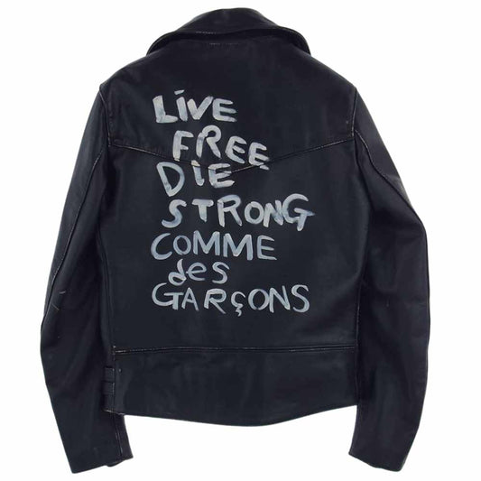COMME des GARCONS コムデギャルソン Lewis Leathers ルイスレザー LIGHTNING 391T KZ-J001 AD2021 LIVE FREE ライトニング ライブフリー ヴィンテージ加工 ダブルライダースジャケット ブラック系 38【極上美品】【中古】