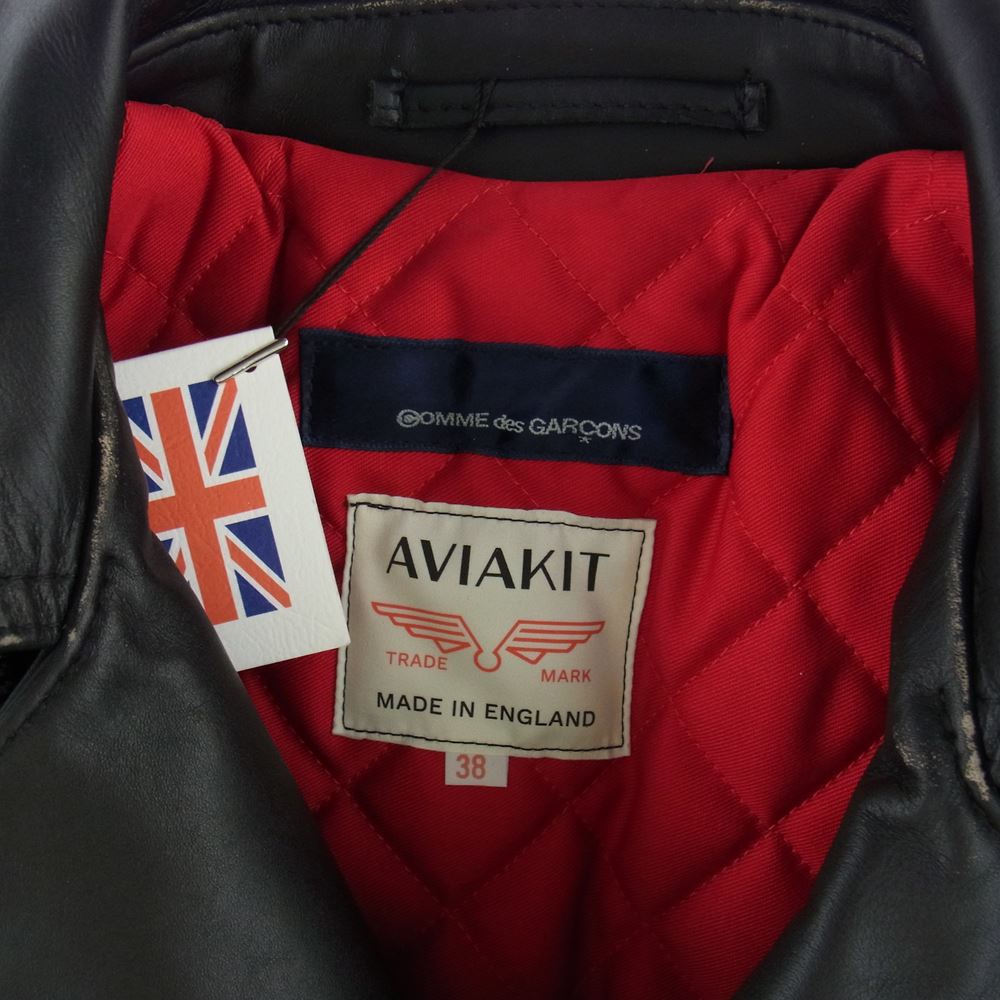 COMME des GARCONS コムデギャルソン Lewis Leathers ルイスレザー LIGHTNING 391T KZ-J001 AD2021 LIVE FREE ライトニング ライブフリー ヴィンテージ加工 ダブルライダースジャケット ブラック系 38【極上美品】【中古】