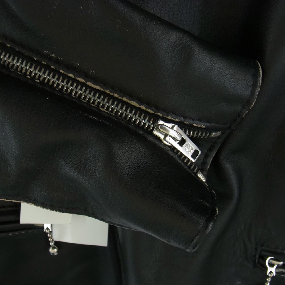 COMME des GARCONS コムデギャルソン Lewis Leathers ルイスレザー LIGHTNING 391T KZ-J001 AD2021 LIVE FREE ライトニング ライブフリー ヴィンテージ加工 ダブルライダースジャケット ブラック系 38【極上美品】【中古】