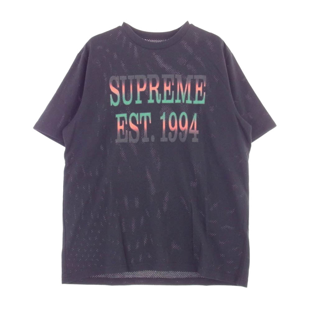 Supreme シュプリーム 20SS Cotton Mesh Gradient Logo S/S Top グラディエント メッシュ ロゴ 半袖Tシャツ ブラック系 M【中古】