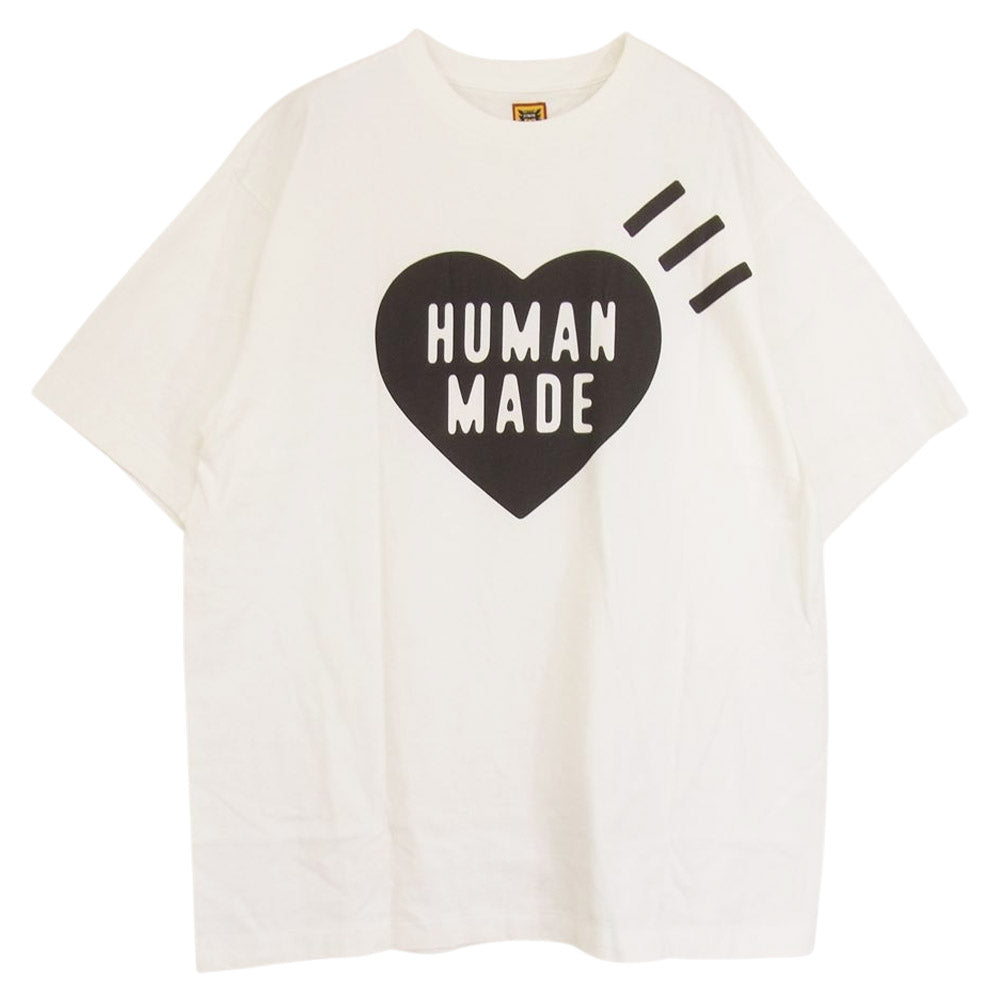 HUMAN MADE ヒューマンメイド DAILY S/S T-SHIRT 2022 0430 ハートロゴ デイリー クルーネック 半袖 Tシャツ ホワイト系 XL【極上美品】【中古】