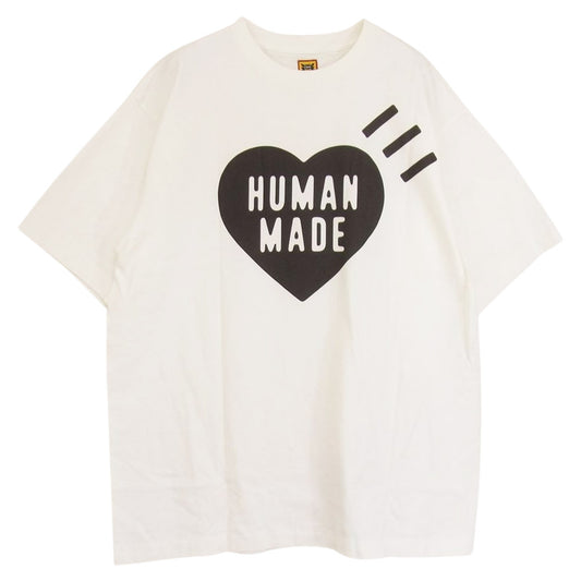 HUMAN MADE ヒューマンメイド DAILY S/S T-SHIRT 2022 0430 ハートロゴ デイリー クルーネック 半袖 Tシャツ ホワイト系 XL【極上美品】【中古】