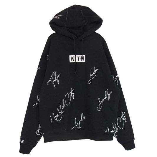 キス 21AW KHM030347-001 City Script Hoodie シティー スクリプト ボックスロゴ 刺繍 フーディー パーカー ブラック系 M【中古】