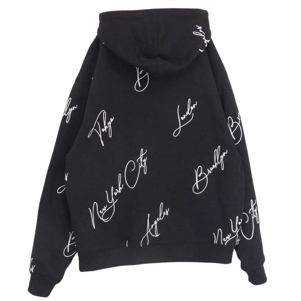 キス 21AW KHM030347-001 City Script Hoodie シティー スクリプト ボックスロゴ 刺繍 フーディー パーカー ブラック系 M【中古】